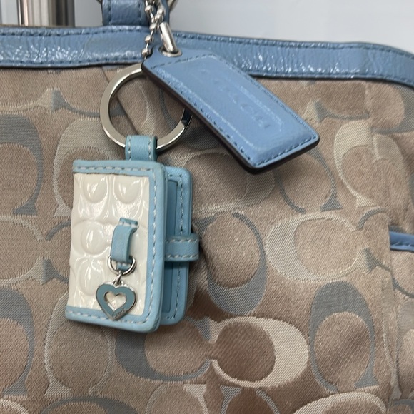 Coach 3p set Bag & Wallet Unique photo frame Bag charm Baby Blue & Coated Canvas - Picture 4 of 11